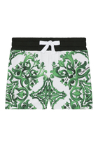 Kids Jersey Shorts with Green Mojalica Print