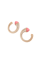 Cleo Venus Stud Earrings, 18k Rose Gold with Pink Coral & Diamonds