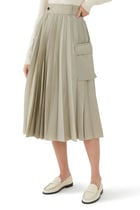 Pleated Twill Skirt