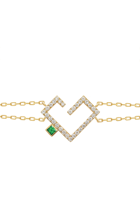 Hubb Bracelet, 18k Yellow Gold with Emerald & Diamonds