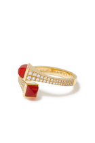 Cleo Slim Ring, 18k Yellow Gold with Red Agate & Diamonds