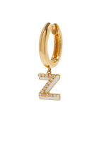 Z Huggie Earring, 18k Yellow Gold & Diamonds