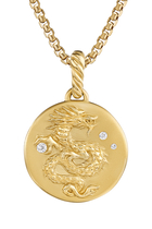 Dragon Amulet Pendant, 18k Yellow Gold & Diamonds