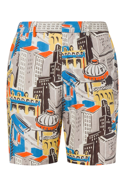City Print Nylon Bermuda Shorts