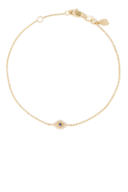 Evil Eye Chain Bracelet, 14k Yellow Gold