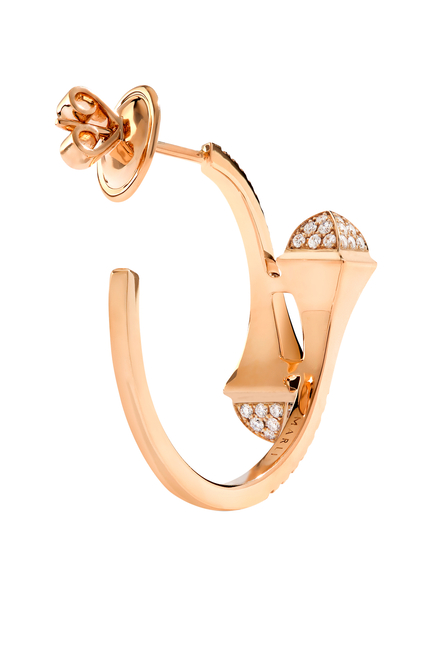 Cleo Small Hoop Earrings, 18k Rose Gold with Full Diamonds