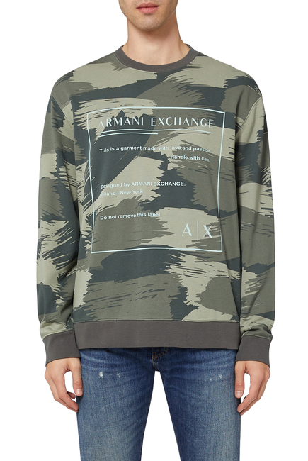 Buy Armani Exchange Camo Crew Neck Sweatshirt for Mens | Bloomingdale's UAE
