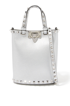 Rockstud Grain-Texture Bucket Bag