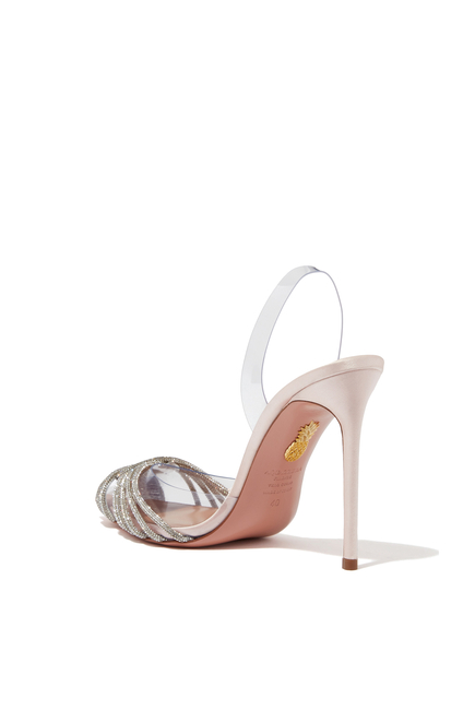 GATSBY SLINGBACK PUMP IN LSATIN AND PLEXI WITH 105 MM HEEL:Purple :41