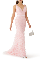 Feather Sleeveless Gown