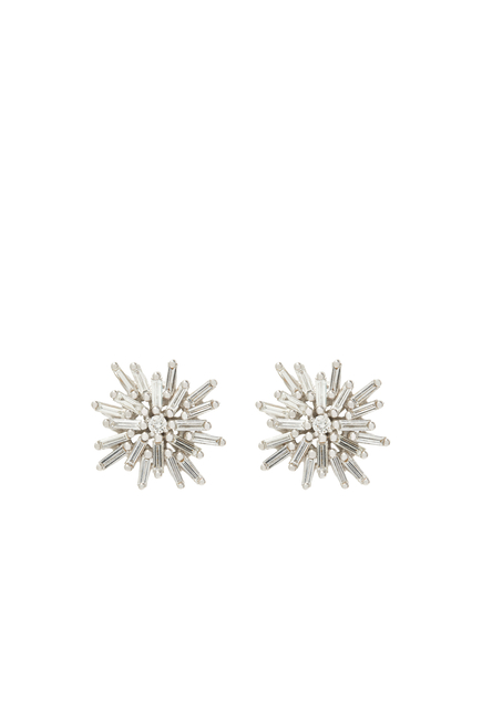 Fireworks Flower Stud Earrings, 18k White Gold & Diamonds