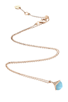 Cleo Mini Rev Necklace, 18K Pink Gold with Blue Chalcedony & Diamond