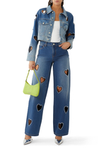 Jeff Heart Embellished Cropped Denim Jacket