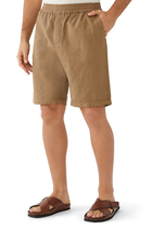 Drawstring Cotton-Linen Shorts