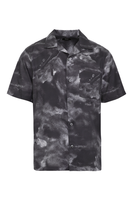 Noll Cloud Print Short Sleeve Button-Up Camp Shirt