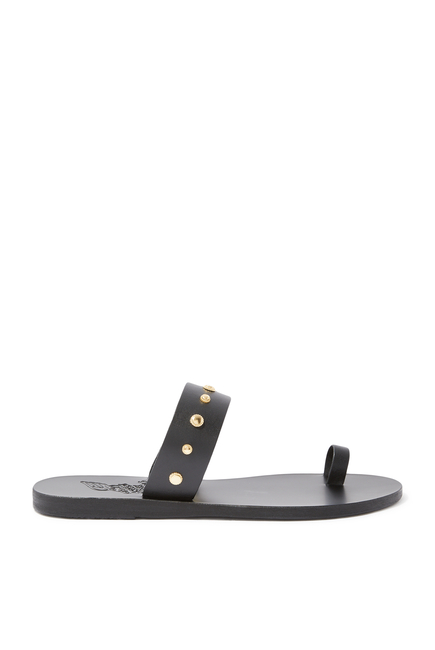 Thalia Bee Studded Leather Toe Strap Sandals