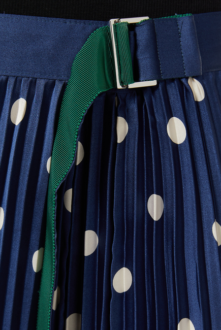 Pleated Polka Dots Midi Skirt