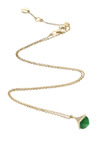 Cleo Mini Rev Necklace, 18K Yellow Gold with Green Agate & Diamonds