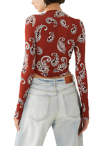 Paisley Crop Top with Long Sleeves