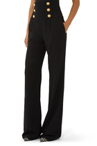 Button Embellished Tailored Pants