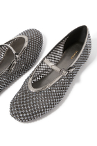 Pewter Fishnet Ballet Flat with Crystals
