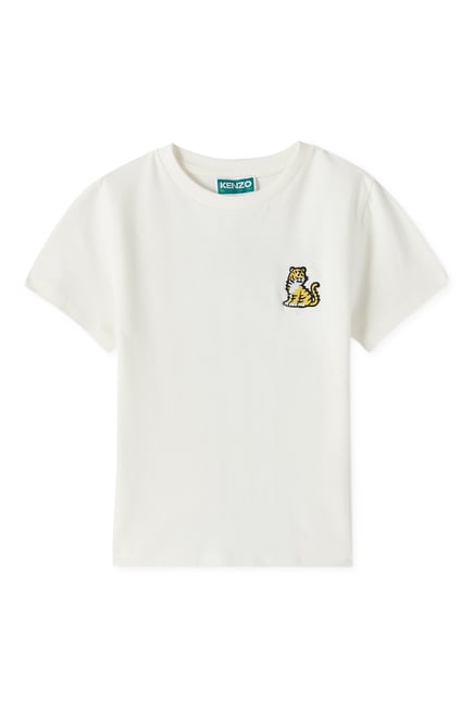 Kids Tiger Graphic-Embroidered Cotton T-Shirt