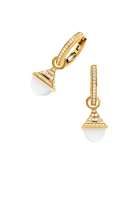 Cleo Rev Mini Drop Earrings, 18k Yellow Gold, White Agate & Diamonds