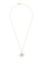 Evil Eye Fringe Charm Necklace, 14k Yellow Gold & Diamonds