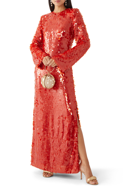 Geanie Long Sleeve Sequin Gown