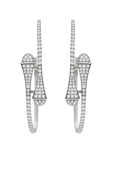 Cleo Midi Hoop Earrings, 18k White Gold Full Diamonds