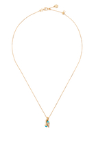 Cleo Diamond Huggie Pendant, 18K Yellow Gold with Turquoise Stone & Diamonds