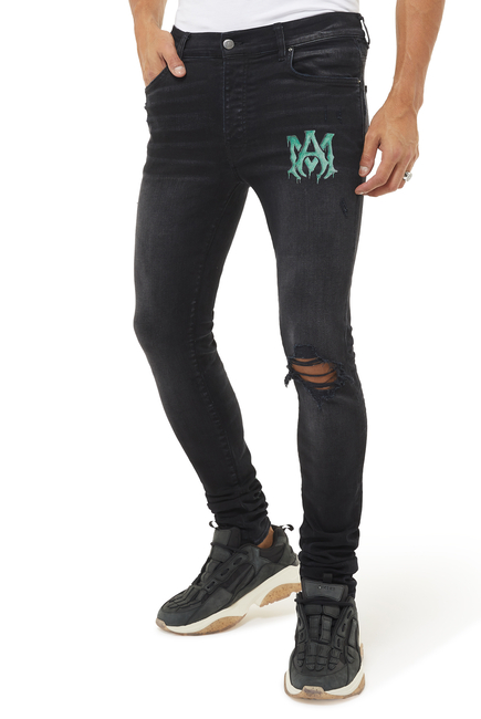 Watercolor Logo-Embroidered Jeans