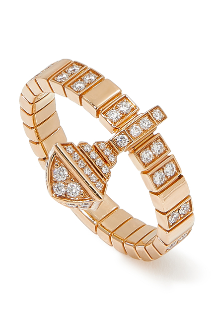 Cleo Charm Ring, 18k Rose Gold with Full Diamonds