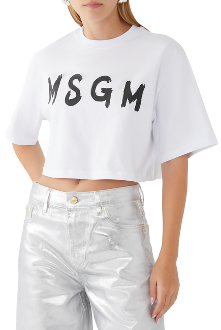 Spray Logo Cropped T-Shirt