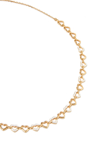 Heart Chain Necklace, 18k Yellow Gold & White Enamel