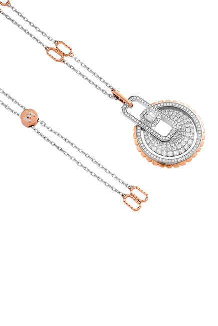Empire Two-Tone Pendant Necklace, 18k Mix Gold & Diamonds