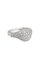 Chevron Pinky Ring, 18K White Gold & Diamonds