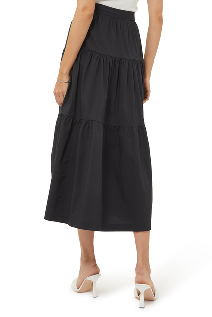 Buy Staud Sea Tiered Poplin Midi Skirt for Womens | Bloomingdale's UAE