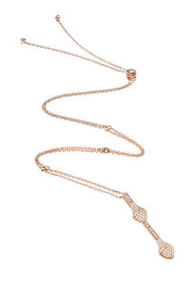 Cleo Long Chain Full Diamond Drop Pendant Necklace, 18K Rose Gold & Diamonds