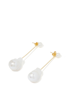 Petunia Drop Earrings, 14k Vermeil & Pearl