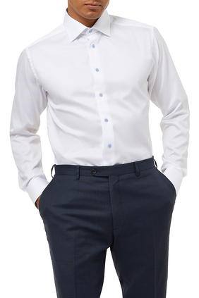 White Signature Twill Shirt – Contrast Details