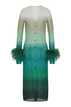 Feather-Trimmed Dégradé Midi Dress