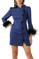 Naomi Satin Feather Mini Dress