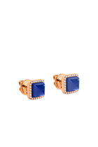 Cleo Pyramid Stud Earrings, 18k Rose Gold Lapiz Lazuli & Diamonds