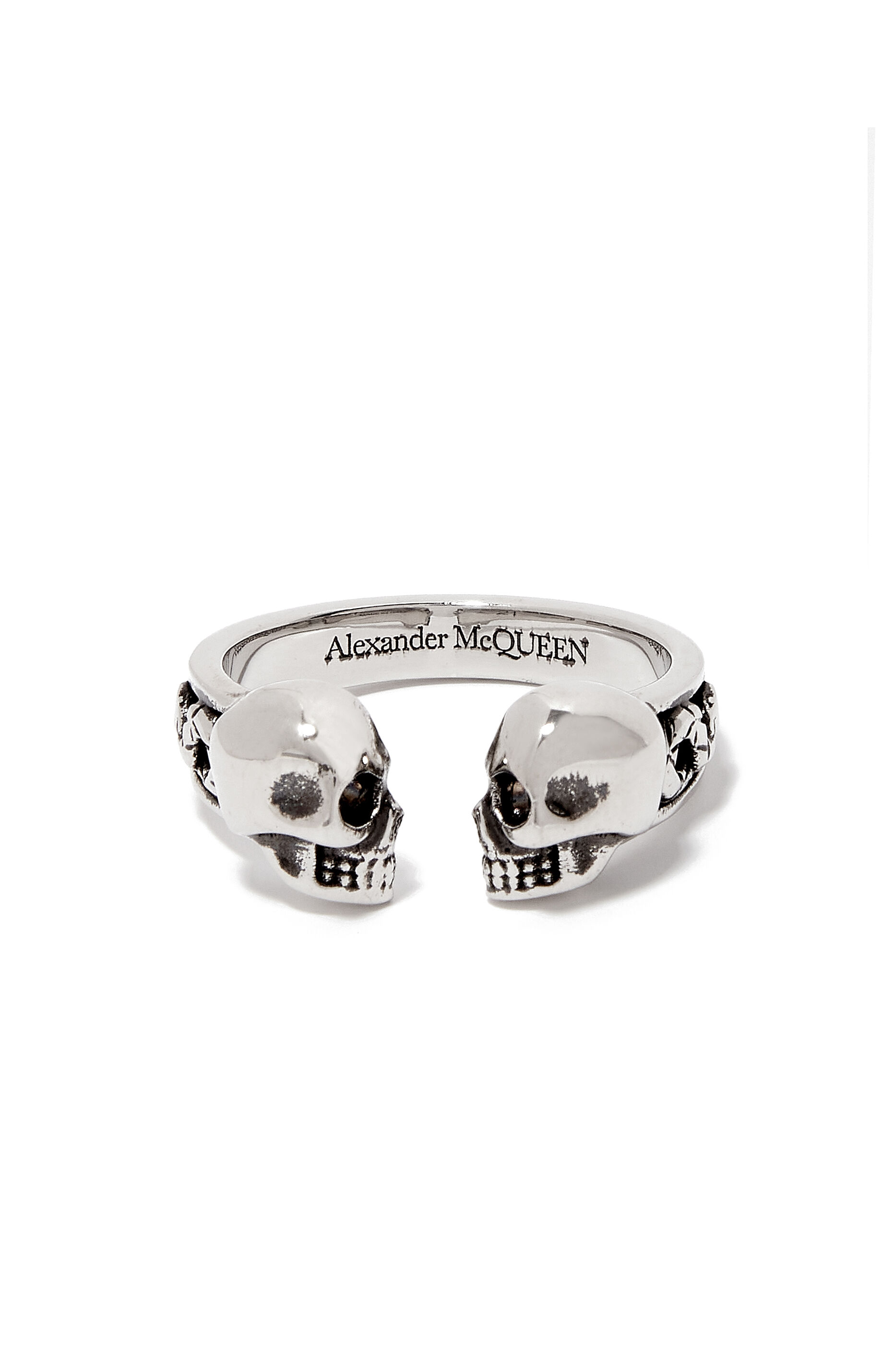 alexander mcqueen twin skull ring
