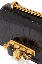 Jeweled Crocodile-Effect Satchel