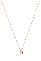 Letter R Silhouette Necklace, 18k Yellow Gold with Diamonds