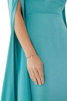 Cleo Charm Full Diamond Bracelet, 18K Rose Gold With White Agate & Diamonds