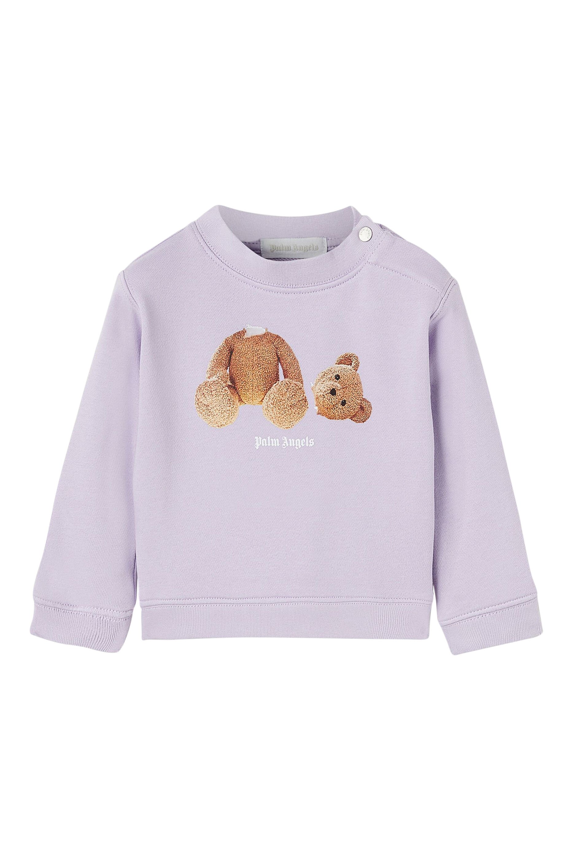 Palm Angels Kids HOODIE WITH PEISLY TEDDY WHITE NAVY BLUE