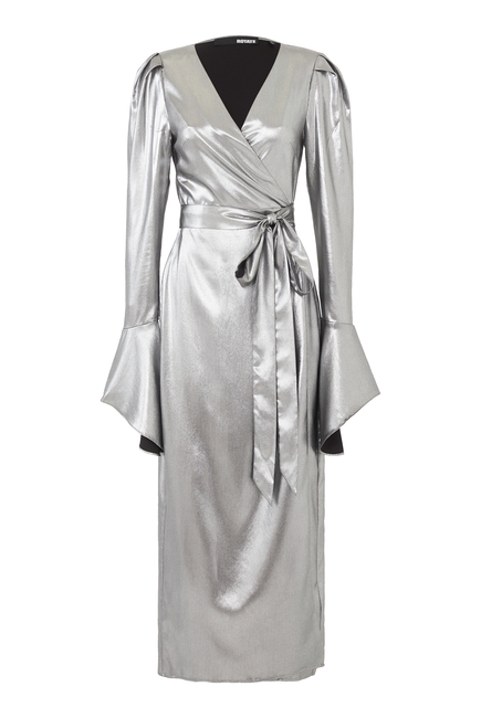 Metallic Wrap Midi Dress